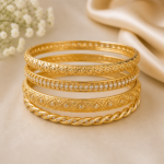 Stylish Gold-Plated Bangles (Set of 4)